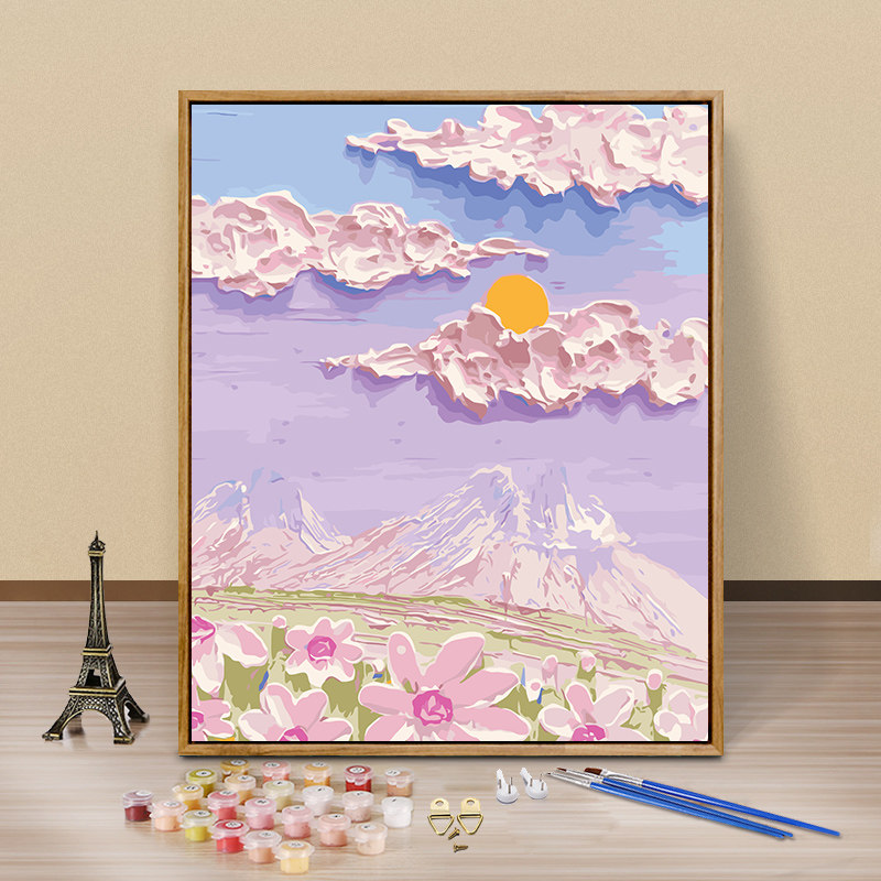 Digital Oil Painting Diy Drawing Hand-painted Landscape Floral Oil Color Painting Simple Stuffed Propylene Painting Living Room Decoration Painting