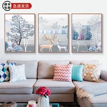 diy digital oil painting Oil painting triptych three-piece painting Hand-painted coloring living room large landscape flower decoration painting