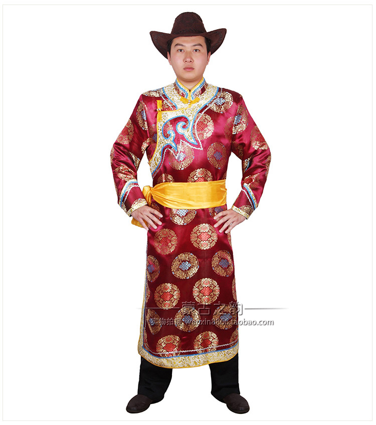 Mông cổ quần áo nam Mông Cổ gown dài thiểu số trang phục múa Mông Cổ wedding groom quần áo