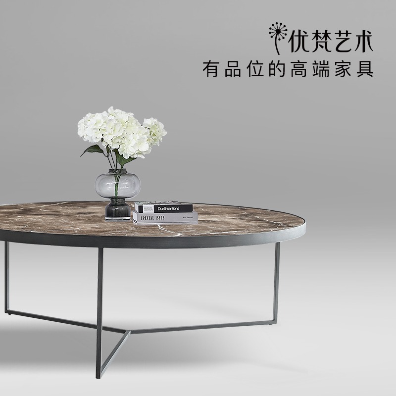 Uvan art FIN Nordic minimalist round coffee table balcony modern living room casual marble wrought iron J18