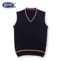 (Lan Shi) male and female girl Tibetan red and white strip cotton V neck knitted vest B- 5706-A