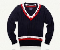 Lan Shi autumn British mens and womens sweaters Childrens clothing Navy blue gold silk sweater M-8001