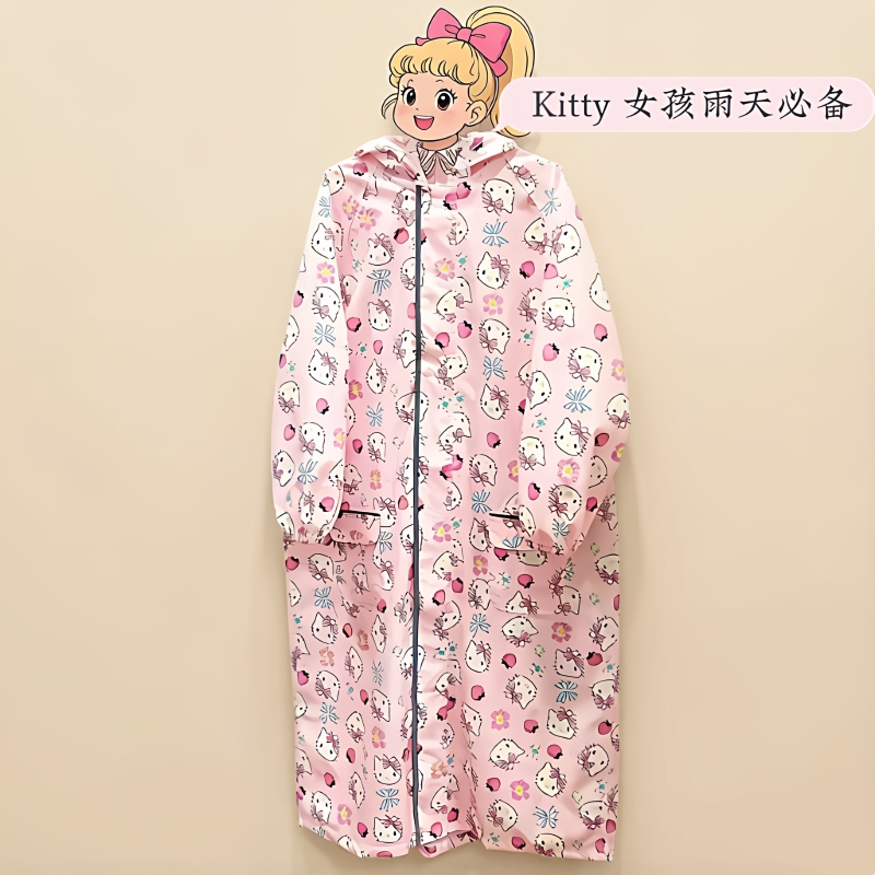 Cute Kitty Raincoat for Women 2026 New Model Adult Outerwear Electric Scooter Integrated Long Style Student Rain Poncho
