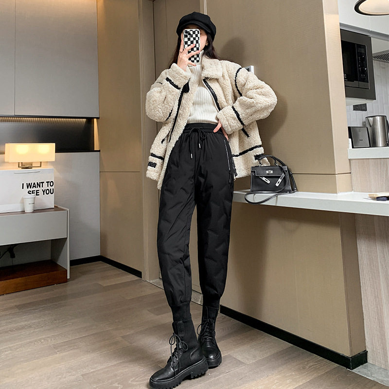 Down Pants Woman outside wearing thickened bunches 2021 New high waist Fashion Slim Big Size Women Outdoor Sports Pants