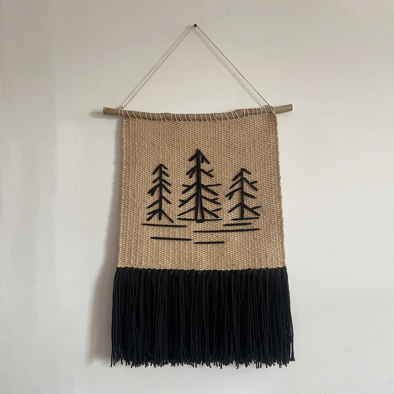 Scandinavian Tapestry Hand-Woven Jute Cotton Rope Bed Headboard Artistic Retro Tassel Background Cloth Decorative Hanging Cloth