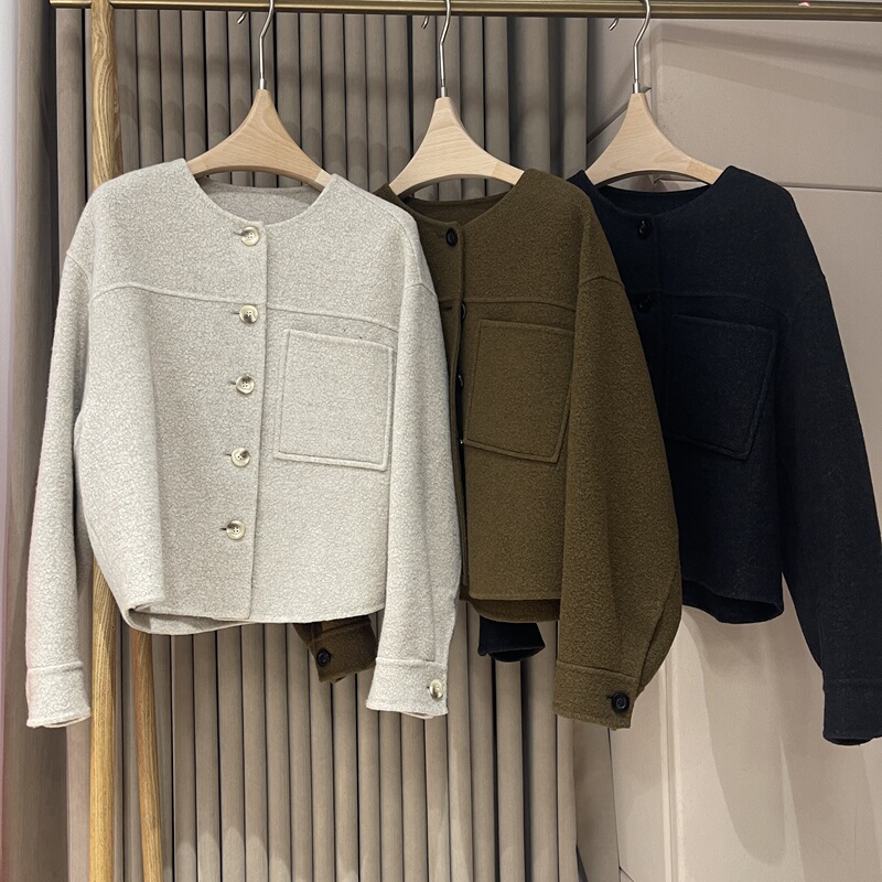 2026 Summer Model 18Qq-709 Sheep Wool Short Coat Jacket S Bust 114 Length 51 No Returns No Exchanges
