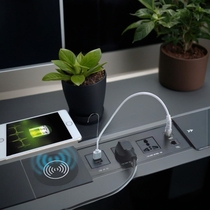 Office multimedia socket side sliding cover desktop multifunctional cable box aluminum alloy panel hidden power supply wireless charging