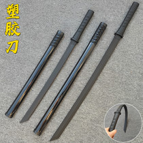 Couteau en plastique en acier froid à haute résistance Tang Hengdao couteau à ressort brodé Han épée lame de samouraï pratique dessin accessoires dépée jouets pour enfants