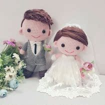 Creative wedding gift handmade car head doll pair of bride and groom floats decoration wedding sign-in table decoration