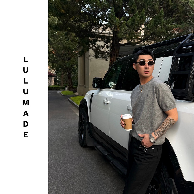 Lulumade【Little Horse 1590 Edition】40-Count Long-Staple Cotton Tajima Embroidery Crew Neck Knit Short-Sleeve T-Shirt for Men