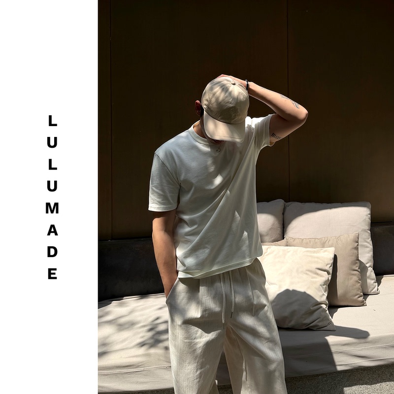 Lulumade【Little Horse 990 Edition】100% Long-Staple Cotton Casual Versatile Basic Crew Neck Short-Sleeve T-Shirt for Men