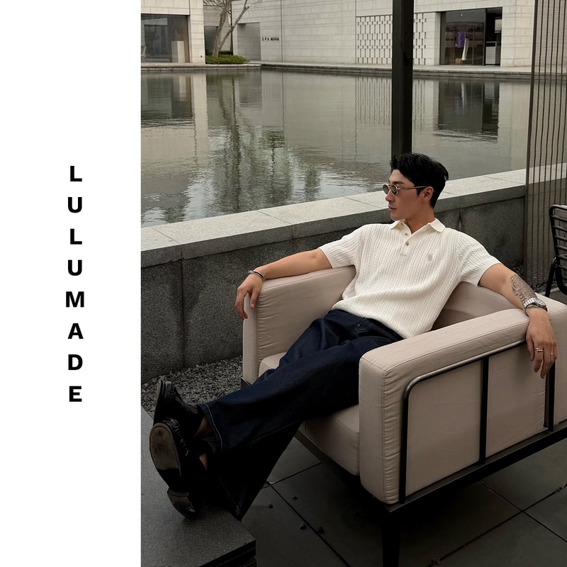 Lulumade【Little Horse 1790 Edition】60S Combed Cotton Fine Cable Knit Short-Sleeve Polo Shirt for Men