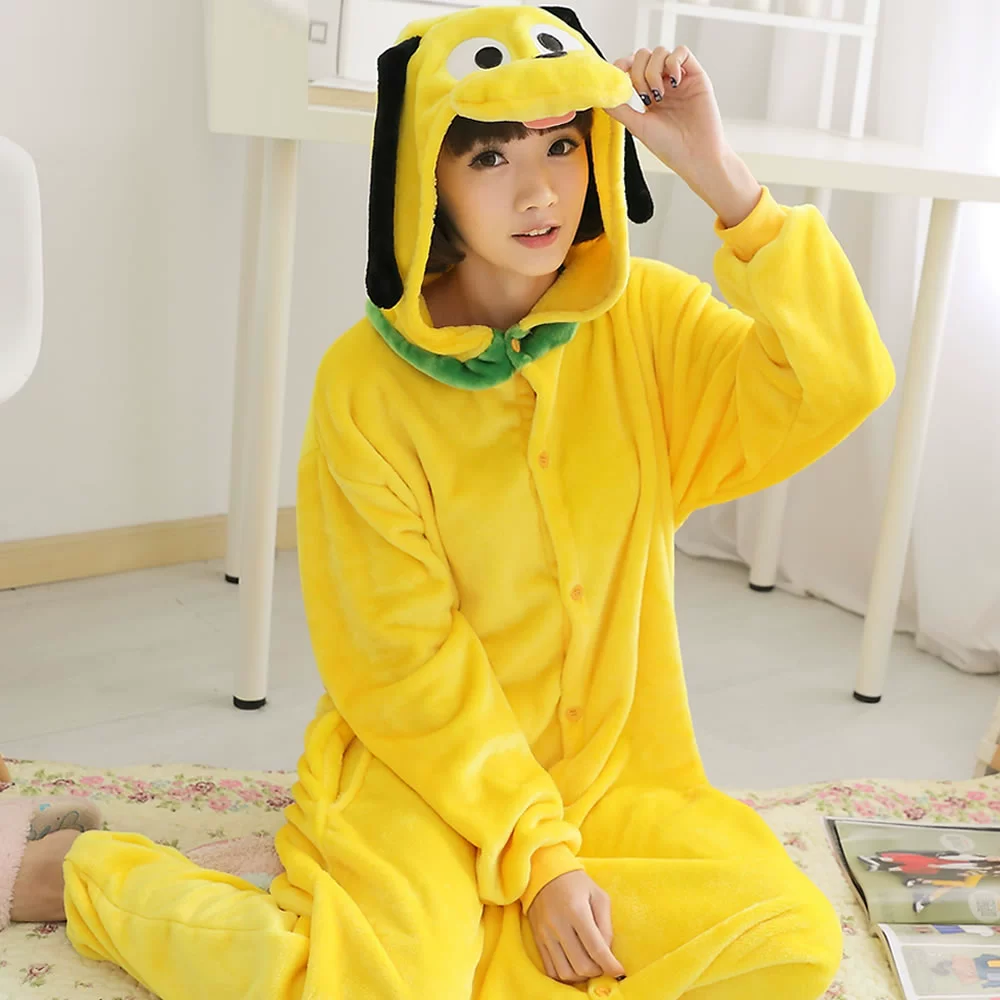Flannel phim hoạt hình một bộ đồ ngủ nữ mùa thu cặp đôi san hô lông cừu dày nam dài tay khủng long động vật dịch vụ nhà mùa đông