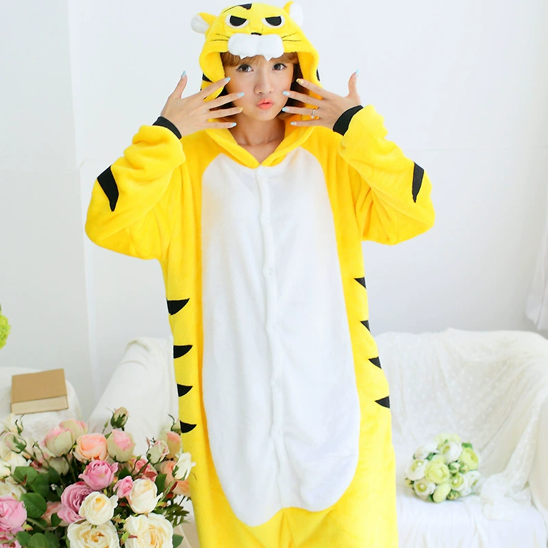 Flannel phim hoạt hình một bộ đồ ngủ nữ mùa thu cặp đôi san hô lông cừu dày nam dài tay khủng long động vật dịch vụ nhà mùa đông
