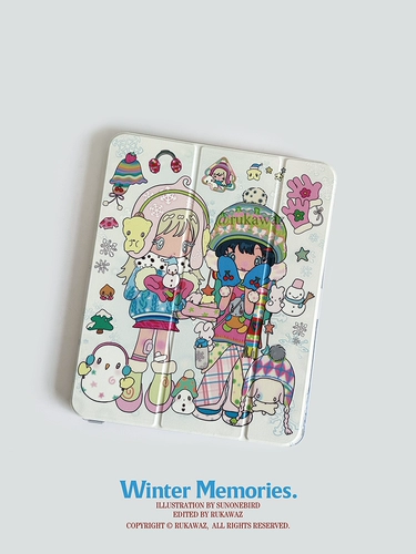 Rukawazx Bird One Co-Brened Оригинальные зимние воспоминания Симпатичные анимационные слайд-рельс Акрил может вытащить и удалять анти-палочку с слотом для ручки, подходящего для Apple Tablet Pro Protection Case