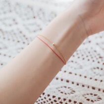 This years red rope bracelet female body protection safety ins Wind weaving Korean version of simple 14K gold girlfriend red hand rope
