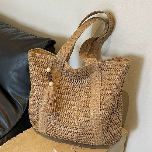 Соломенная универсальная вместительная и большая сумка через плечо