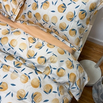 Net red in honey peach pure cotton four piece fruit pie double bed adolescent heart whole cotton slope is set in bed
