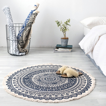 Indian ethnic wind cotton linen round ground floor Home Minestay apartments Bedroom table Mat Machine Washable Carpet