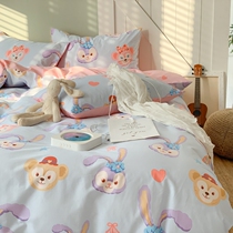 Cute rabbit small cartoon cotton four piece childrens sample room soft suite suite of bed soft suite 1 5x2