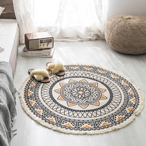 Moroccan National Wind Cotton Linen Round Ground Mat bedroom Carpet Mined apartment Bedside Carpet Mat can be machine washable