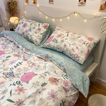 Yangchun March American pastoral large flower pure cotton four - piece fresh bed double bed is set 1 5 m bed