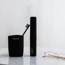 Nordic bathroom frigid style soft hair toothbrush cylinder cup solid color dark style travel portable homestay apartment