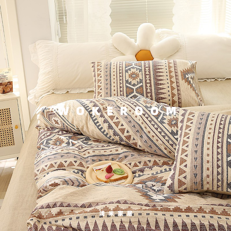 Bohemian Pure Cotton Four-Piece Bedding Set Moroccan Exotic Style Double Duvet Cover All-Cotton Twill Fitted Sheet 1.8m