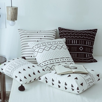 Simple Bohemia cotton canvas pillow black and white line removable pillow containing core bedroom sofa