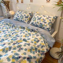 Light LIGHT shallow blue simple pure cotton 1 2m bed full cotton twisted beds 1 2x2 m bed