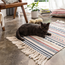 Shallow rice home cotton stereo tufting floor mat Bohemian national wind manually flowing carpet bedroom decoration