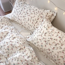 Fairy wind small floral chic pure cotton four-piece set Fresh girl princess naked sleeping cotton bedding Fitted sheet