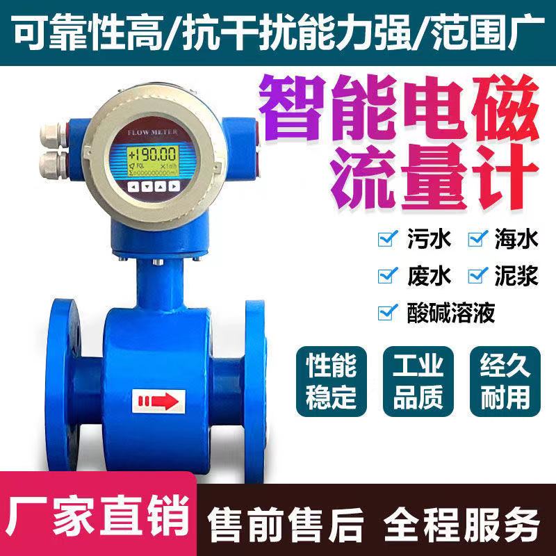 Intelligent electromagnetic flowmeter Liquid electronic digital display Pipeline type high precision sensor Sewage dn65 100 200