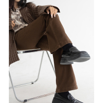 Sippy sloth high waist microlao jeans women Summer thin style American retro curry chic trumpeter brown long pants