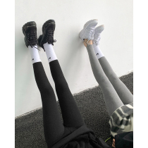 Small lazy tight gray leggings womens spring and autumn black wear 2021 new high-waisted velvet thin pants