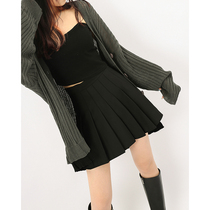 Small game lazy black pleated JK skirt female spring and autumn A word skirt high waist show thin 2021 versatile skirt