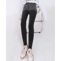 Race Little Lazy Smoke Grey High Waist Jeans Woman Spring Fall Swarm With Slim Pencil Pants Sub Design Feel Smoke Pipe Pants