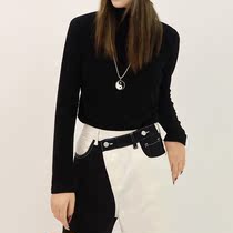 Sai Xiaolao 2021 spring new velvet western style with high collar base shirt slim fit wild brushed t-shirt long-sleeved