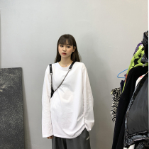 Sai Xiao lazy white inner cotton base shirt womens loose middle and long 2021 new early spring long-sleeved t-shirt top