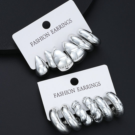 Earring 6-Piece Set Cross-Border Minimalist Water Drop Earrings 6-Piece Set Fashionable Card-Packed Earring Set