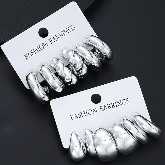 Earring 6-Piece Set Cross-Border Minimalist Water Drop Earrings 6-Piece Set Fashionable Card-Packed Earring Set