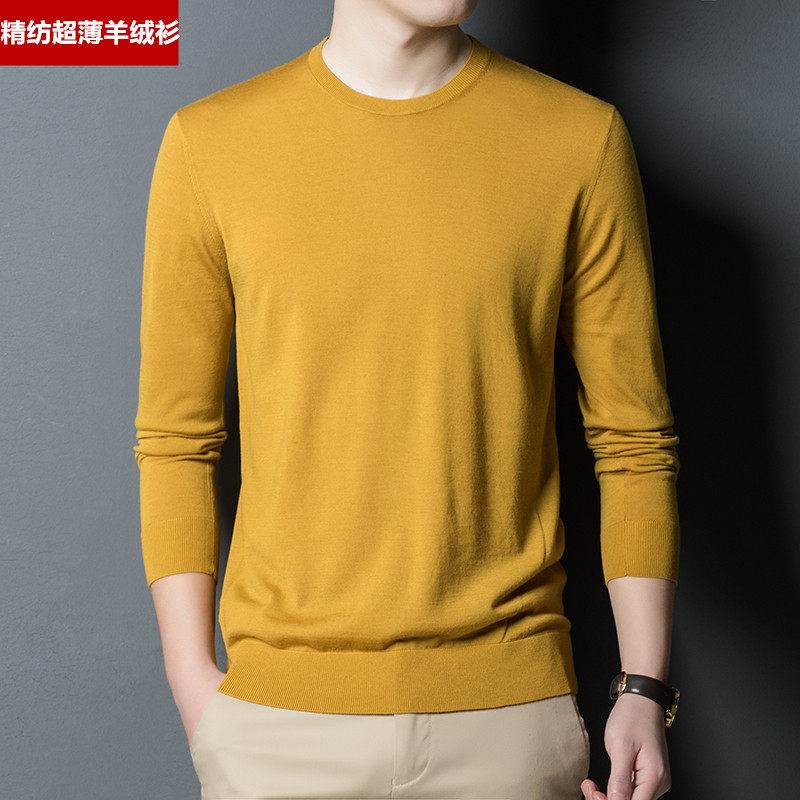 100 pure cashmere sweatshirt male slim round neckline sweatshirt male fine knit close-knit undershirt with cashmere sweater