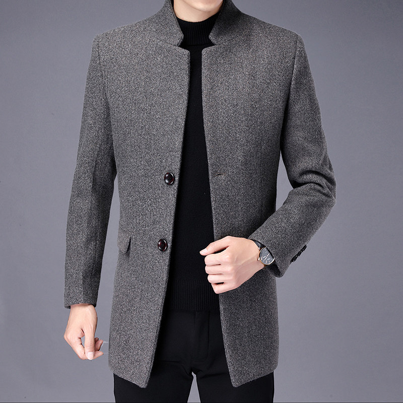 New plus-size sweater for men in the middle of winter clothes wind clothes Han version Body Trendy Wool Coat Autumn winter