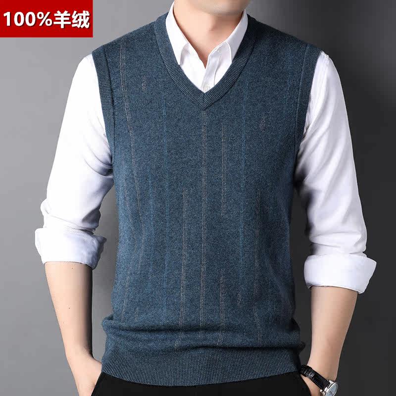 100 pure kashmir cashmere sweatshirt male middle-aged thickened sweater camouflaged daddy clothes business cashmere sweatshirt waistcoat waistcoat