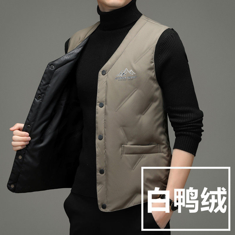 2021 autumn and winter men's new casual down vest Slim fit fashion waistcoat duck down vest vest jacket trendy