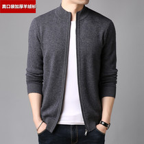 100 pure cashmere men autumn and winter new semi - tall zipper collar sweater business cashmere sweater coat