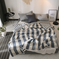 2024 new classic six-layer gauze cotton towel quilt series Japanese large checkered blue