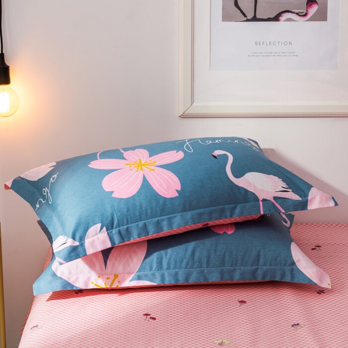 Full cotton pillowcase pair with pure cotton twill cartoon pillow leather single college student couple 48cmx74cm