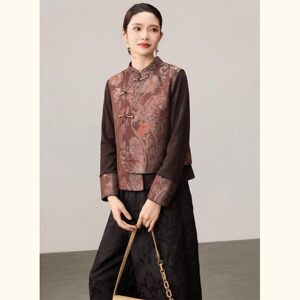 Middle-Aged Mother's Autumn Fashion Long-Sleeved Jacquard Top 2026 New Style Elegant Middle-Aged and Elderly Women's Clothing Noble Lady Suit