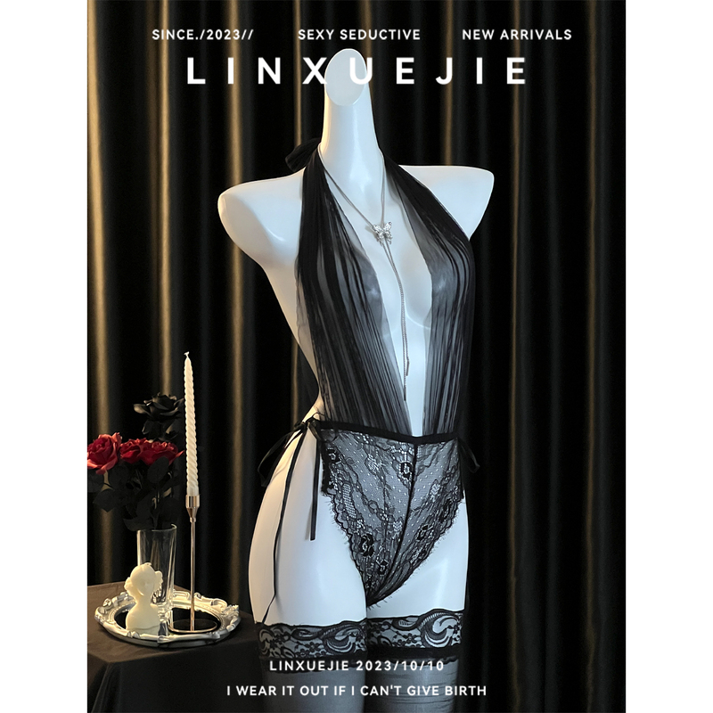 Sister Lin~Atmospheric Sheer Lace See-Through Bodysuit for Women, New Sexy Hollow-Out Seductive Lingerie